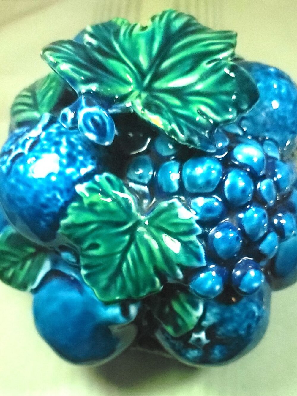 Vintage 1960s Inarco Mood Indigo Fruit Lidded Jar – Blue Ceramic Candy Dish #E23